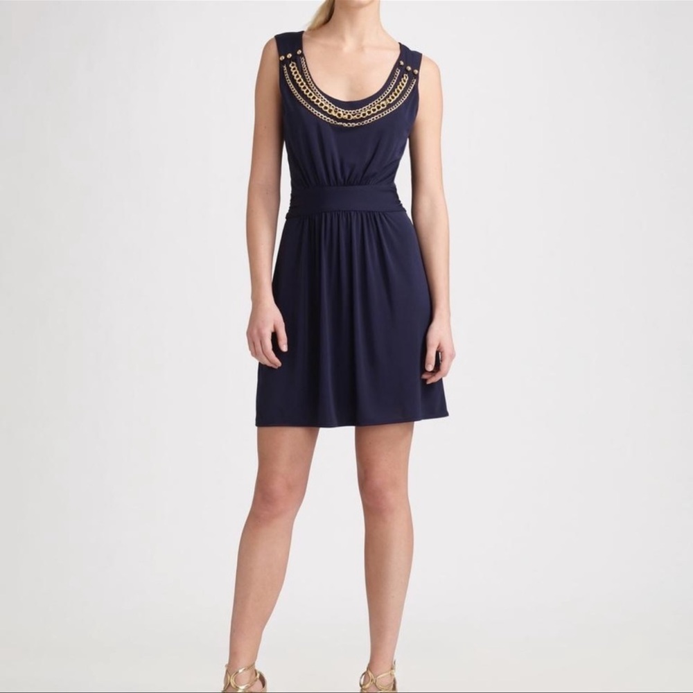 Milly Navy Blue Dress with Gold size M.